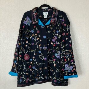 Quacker Factory Beaded and Embroidered Floral Butterfly Jacket, 3X